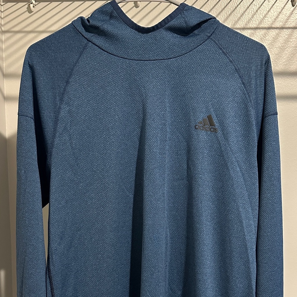 adidas Men's Hooded Long Sleeve Shirt-  Blue